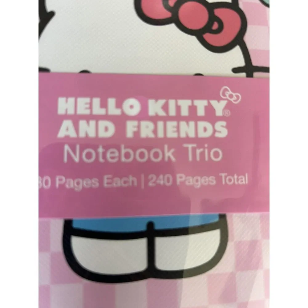 NEW 3pk‎ Hello Kitty Lined Notebooks (80 Pages in Each Notebook) Checkered